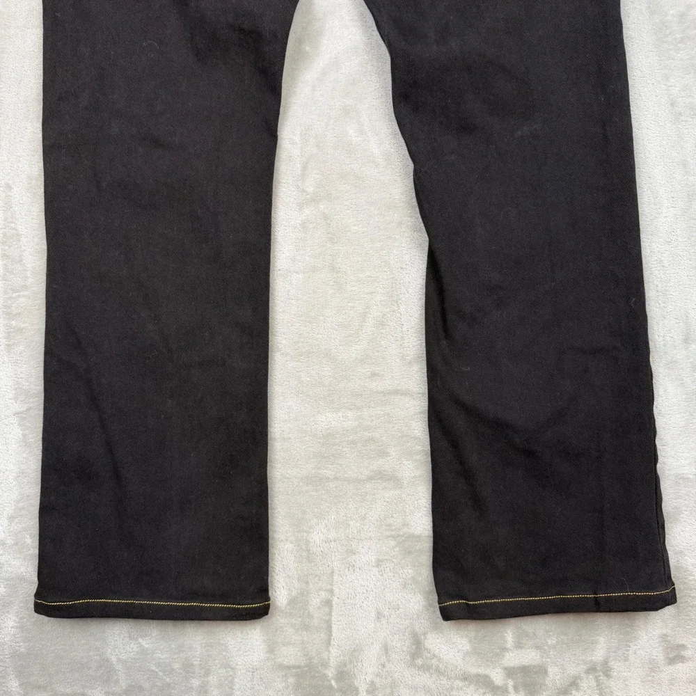 True Religion Billy Relaxed Bootcut Jeans Black Orange Contrast Stitch Mens 31